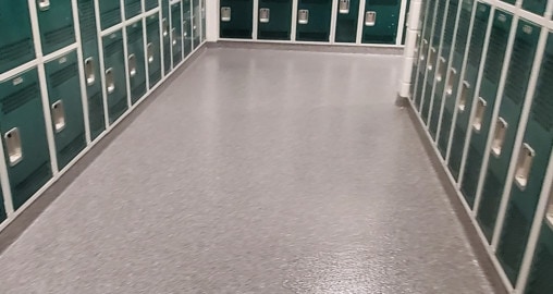 Epoxy flake in the locker room.